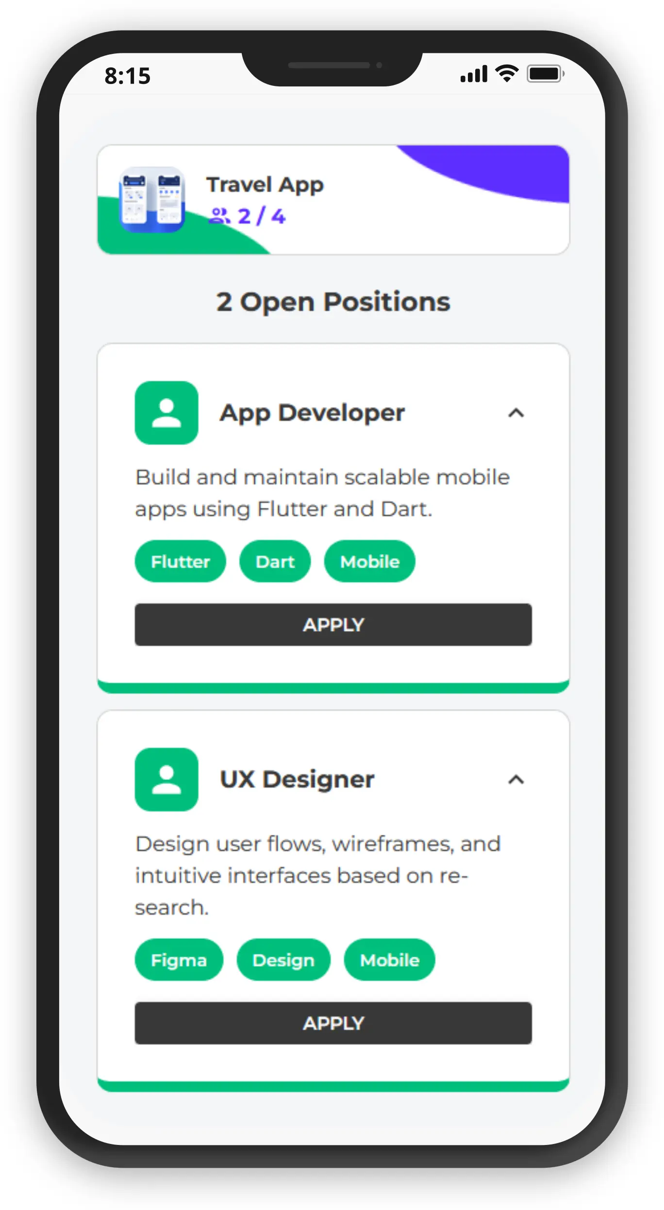 Mobile app screenshot 2